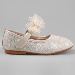 Cute Walk by Babyhug Ballerina with Pearl & Bow Applique Velcro Closure - Golden image 4