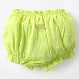 Babyhug 100% Cotton Bloomers with Floral & Polka Dots Print Pack Of 3 - Pink Green & White image 5
