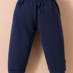 Mini Taurus Looper Knit Full Sleeves Night Suit With Animal Print - Blue image 5