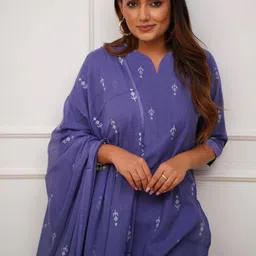 Aaghnya Women Ethnic Motifs Printed Regular Kurta with Trousers & With Dupatta image 5