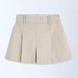 Y&F Kids by Westside Beige Corduroy High-Rise Cotton Skorts-picture-25
