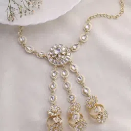 Priyaasi Drop and Floral Kundan Hand Harness-picture-41