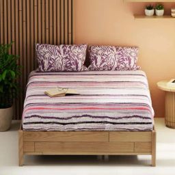 Bianca Magnolia Lavendar 152 TC Micro Fabric Double Bedsheet with 2 Pillow Covers-picture-28