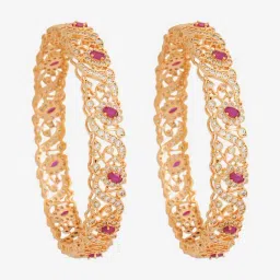 Kushal's Fashion Jewellery Ruby Gold Polished Zircon Bangle for Women image 2