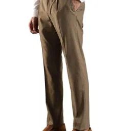 Tommy Hilfiger Brown Regular Fit Self Pattern Trousers image 3