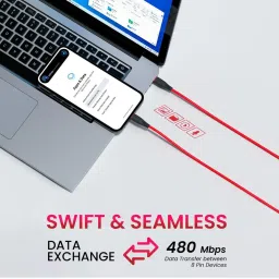Portronics Silklink 20W Type-C to 8 Pin Fast charging Cable for Lightning Devices 1M (Red) image 3