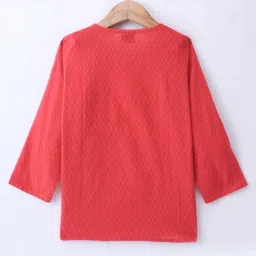 TWISHA Kids Red & White Cotton Printed Full Sleeves Kurta Set image 3