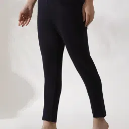 W Navy Mid Rise Pants image 3