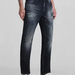 Jack & Jones Dark Blue Denim Cotton Regular Fit Distressed Jeans image 3