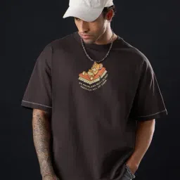 The Souled Store Brown Cotton Graphic T-Shirt-image-76