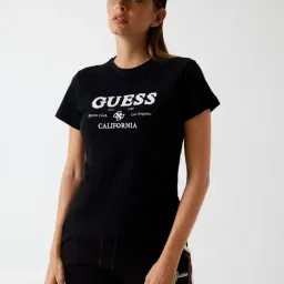 Guess Jet Black A996 Chenille Embroidered Round Neck Short Sleeves T-Shirt-picture-17