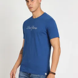 Lee Blue Slim Fit Printed Cotton Crew T-Shirt image 3
