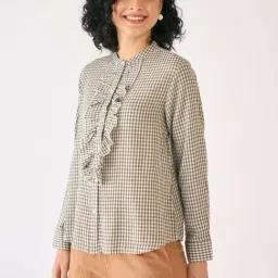 SALT Attire White & Olive Checks Shirt image 2