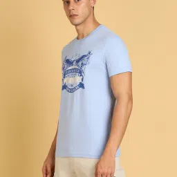 Wrangler Sky Blue Regular Fit Graphic Print Cotton Crew T-Shirt image 3