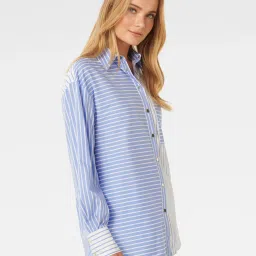 Forever New White & Blue Striped Shirt image 3