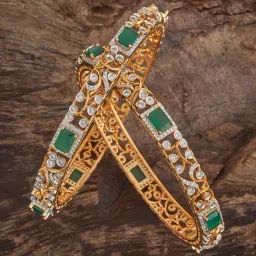 Kushal's Fashion Jewellery Green Rhodium Gold Polished Zircon Bangle for Women image 1