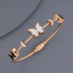 Kushal's Fashion Jewellery White Rose Gold Polished Trendy Kada for Women-picture-12
