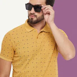 OGEN Men Printed Polo Collar Pockets T-shirt image 4