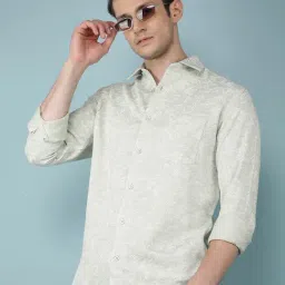 Crimsoune Club Green Cotton Slim Fit Printed Shirt-picture-35