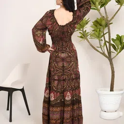 Boholyfe Print Bishop Sleeve A-Line Maxi Dress image 3