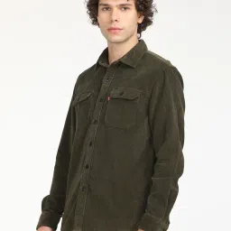 Levi's Green Cotton Regular Fit Solid Shacket image 3