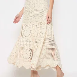 MADAME Beige Self Pattern Skirt image 3