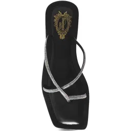 Shoetopia Women's Black Toe Ring Sandals image 3