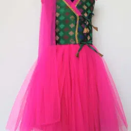 Many Frocks Kids Green & Pink Printed Lehenga Choli-picture-47