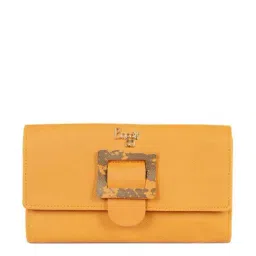 Baggit Yellow Solid Tri-Fold Wallet for Women-picture-11