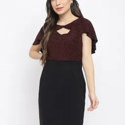 Latin Quarters Red & Black Textured A Line Dress-picture-47