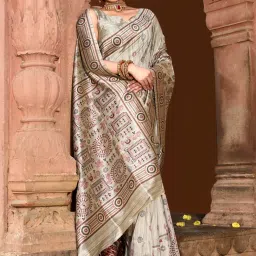 Elora Dusty Grey Silk Woven Saree With Unstitched Blouse image 3