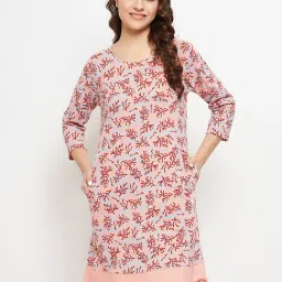 Clovia Peach Printed Night Dress-picture-29