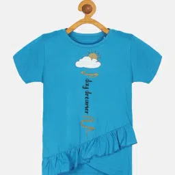 Kiddopanti Kids Aqua Blue Printed T-Shirt-image-16