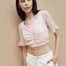 Ginger by Lifestyle Pink Printed Crop Top-image-11