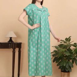 Sweet Dreams Green Cotton Printed Nighty-picture-25