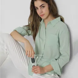 Forever 21 Mint Green Rayon Textured Shirt image 3
