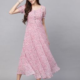 BAESD Women Floral Printed Puff Sleeve Fit & Flare Dress-picture-8