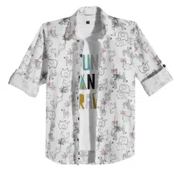 Cavio Boys White Cotton Printed Shirt-picture-26