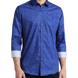 Simon Carter London Blue Checks Slim Fit Shirt-image-0