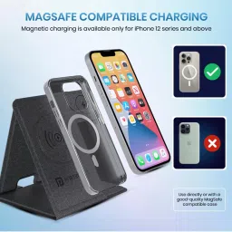 Portronics Freedom Fold 3 15W 3 in 1 Foldable MagSafe Compatible Wireless Charger (Black) image 3