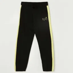 Fame Forever by Lifestyle Kids Black & Yellow Cotton Printed Trackpants-picture-27