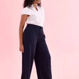 Go Colors! Navy Mid Rise Flared Pants image 3