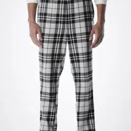 Jack & Jones White Cotton Relaxed Fit Checks Nightwear Pyjamas-picture-28