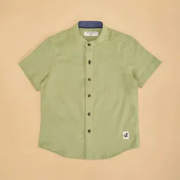 Pantaloons Junior Ash Green Cotton Regular Fit Shirt image 3