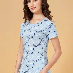 Honey by Pantaloons Blue Cotton Printed T-Shirt image 3