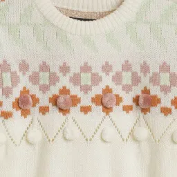 Allen Solly Girls Beige Regular Fit Printed Sweater image 3