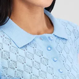 Spykar Light Blue Self Design Sweater image 5