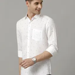 Linen Club Blue Linen Contemporary Fit Printed Shirt image 3