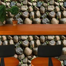INDIAN ROYALS Brown Nature Stones With Leaves Printed Self-Adhesive Wall Sticker-picture-43