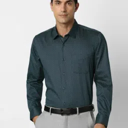 Peter England Navy Slim Fit Printed Shirt-image-70